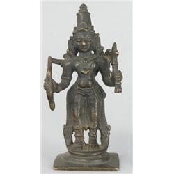 Hindu istenség India, 19. sz., öntött, cizellált bronz