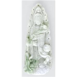 Kuanyin Bódhiszattva Kína, 19. sz., eleje faragott burmai jade