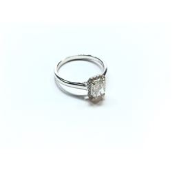 14K WHITE GOLD DIAMOND ENGAGEMENT RING W/GIA 1.02CT SI-2 G RADIANT DIAMOND, APPRAISED VALUE: