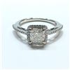 Image 2 : PLATINUM ENGAGEMENT RING W/ 1.12 CT HRD SI-2 H CUSHION DIAMOND AND 0.24 CT SIDE DIAMONDS,