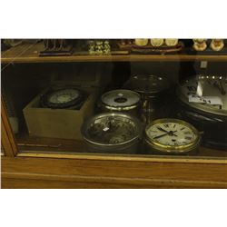 COLLECTION OF 6 CLOCKS INC. MARINE CLOCKS, BAROMETERS AND COMPASSES