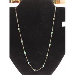 LADIES HAND FASHIONED 10K GOLD, BEZEL SET 4.90 CT EMERALD NECKLACE, APPRAISED VALUE: $3,050