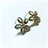 Image 2 : 14K GOLD GREEN 6.40 CT SAPPHIRE AND 0.14 CT DIAMOND FLOWER EARRINGS, APPRAISED VALUE: $3,237