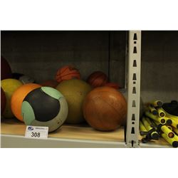 LARGE LOT OF MEDICINE BALLS AND FOAM WEDGES