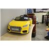 Image 2 : YELLOW AUDI TTS RIDE-IN/REMOTE CONTROL CAR, WITH WORKING LIGHTS, SOUNDS AND PEDALS