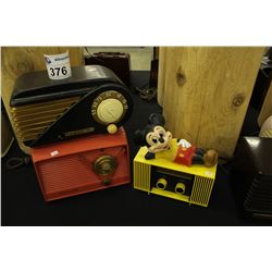 COLLECTION OF 3 TABLE TOP RADIOS INC. REGAL BULLET, MICKEY MOUSE AND PHILIPS