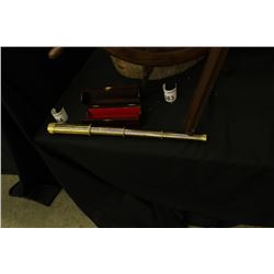 JAPANESE BRASS TELESCOPE, 23'' LONG WITH WOOD BOX