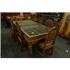 Image 1 : HAND CRAFTED INDONESIAN TABLE AND 6 CHAIRS, TABLE INSERT ORIGINALLY MADE OF MONASTERY DOORS,