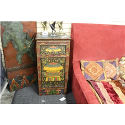 HAND PAINTED WOODEN INDIAN DECORATIVE CABINET