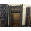 Image 1 : APPROX. 500-600 YEAR OLD HEAVILY CARVED INDONESIAN TEAK TEMPLE DOOR, 4' W X 89'' H INC. BASE