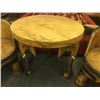 Image 1 : CARVED TEAK ROUND TABLE ON 3 ELEPHANT HEAD AND TRUNK LEGS, 28'' H