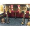 Image 2 : CARVED TEAK ROUND TABLE ON 3 ELEPHANT HEAD AND TRUNK LEGS, 28'' H