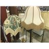 Image 1 : PAIR OF FLOOR LAMPS, WOOD AND BRASS WITH CLOTH SHADE