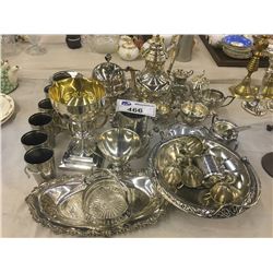 COLLECTION OF VARIOIUS SILVER PLATEWARE INC. TEA SET AND SERVING PIECES