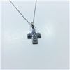 Image 2 : 14K GOLD 0.10 CT ROUND BRILLIANT CUT DIAMOND, HAND FINISHED CROSS STYLE PENDANT NECKLACE WITH