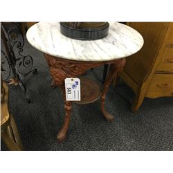 MARBLE TOP CAST IRON PUB TABLE, 1910S