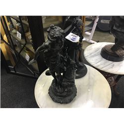 MOREAU SPELTER STATUE OF A WOMAN WITH A COLUMN