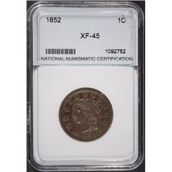 1852 LARGE CENT NNC XF/AU