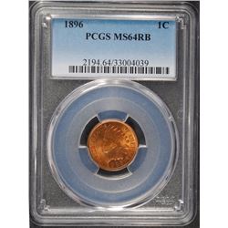 1896 INDIAN CENT PCGS MS-64 RB LOTS OF RED