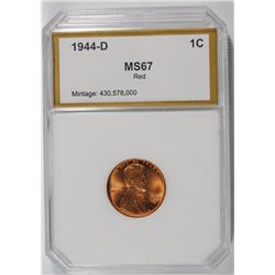 1944-D LINCOLN CENT, PCI SUPERB RED BU+