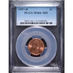 1957-D LINCOLN CENT PCGS MS66+ RD