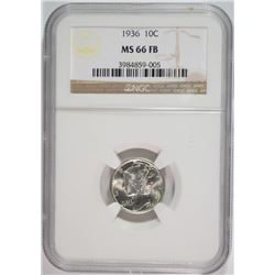 1936 MERCURY DIME, NGC MS-66 FULL BANDS NGC PRICE GUIDE=$125.00