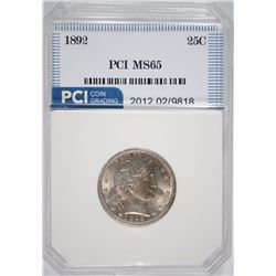 1892 BARBER QUARTER, PCI GEM BU ++  SUPER COIN!