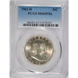 1962-D FRANKLIN HALF PCGS MS-65 FBL