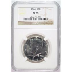 1964 KENNEDY HALF DOLLAR, NGC PROOF-69!  NICE!
