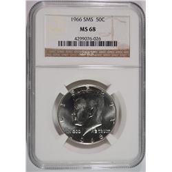 1966 SMS KENNEDY HALF DOLLAR NGC MS-68 NGC PRICE GUIDE $375
