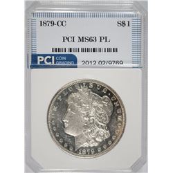 1879-CC MORGAN SILVER DOLLAR, PCI CHOICE BU PL KEY DATE!