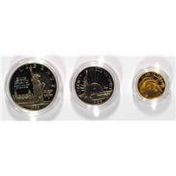 1986 STATUE OF LIBERTY 3-PIECE Pf COMMEM SET: $5 GOLD, SILVER DOLLAR & CLAD HALF