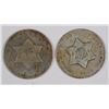 Image 1 : ( 2 ) 1851 3-CENT SILVER PIECES, VG