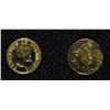 Image 1 : 2 - MEXICO / SPANISH GOLD COINS - .3 dwt 10k GOLD -  UNC
