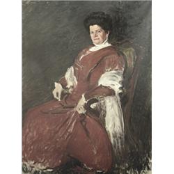 László Fülöp Elek, Lombosi (Sir Philip) (Pest, 1869 - London, 1937) Karszékben ülo hölgy képmása (La