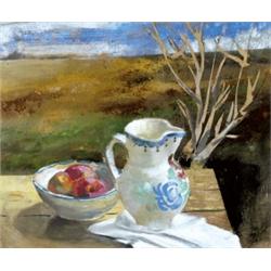 Ezüst György (Békéscsaba, 1935 - ) Csendélet almával és tejeskancsóval, 1983