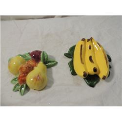 PAIR WALL FRUIT CERAMIC CHINA POCKETS