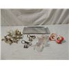 Image 1 : BOX LOT NAPKIN RINGS VINTAGE ANTIQUE GLASS METAL