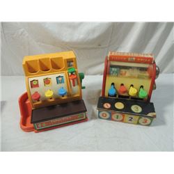 VINTAGE WOOD FISHER PRICE CASH REGISTER TOY