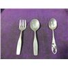 Image 1 : PAIR ANTIQUE COLLECTIBLE SPOONS SILVER? PEWTER?