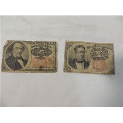 2 FRACTIONAL CURRENCY 25 10 CENT