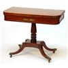 Image 1 : Regency mahogany and brass inlaid card table, the folding top with rosewood banding and baize lin…