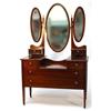 Image 1 : Edwardian inlaid mahogany dressing chest, fitted three oval mirrors above a pair of jewellery dra…