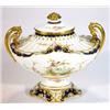 Image 1 : Royal Crown Derby twin handled vase and cover hand painted with panels of birds amongst flowers, …