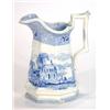 Image 1 : Victorian hexagonal based Adams jug transfer printed with a blue and white Columbia pattern, 20cm…