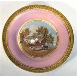 Victorian Prattware plate, printed with a farm scene entitled 'The Residents of Anne Hathaway, Sh…