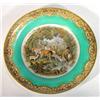 Image 1 : Victorian Prattware plate, printed with a panel of deer drinking from a stream onto a turquoise g…