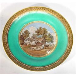 Victorian Prattware plate, printed with a farm scene entitled 'The Residents of Anne Hathaway, Sh…