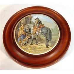 Victorian transfer printed pot lid, entitled 'The Trooper', 11cm diameter…