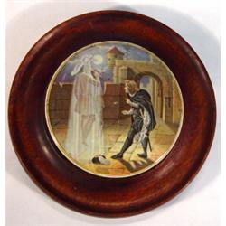 Mahogany framed Victorian pot lid depicting a courtyard ghost 18cm diameter…